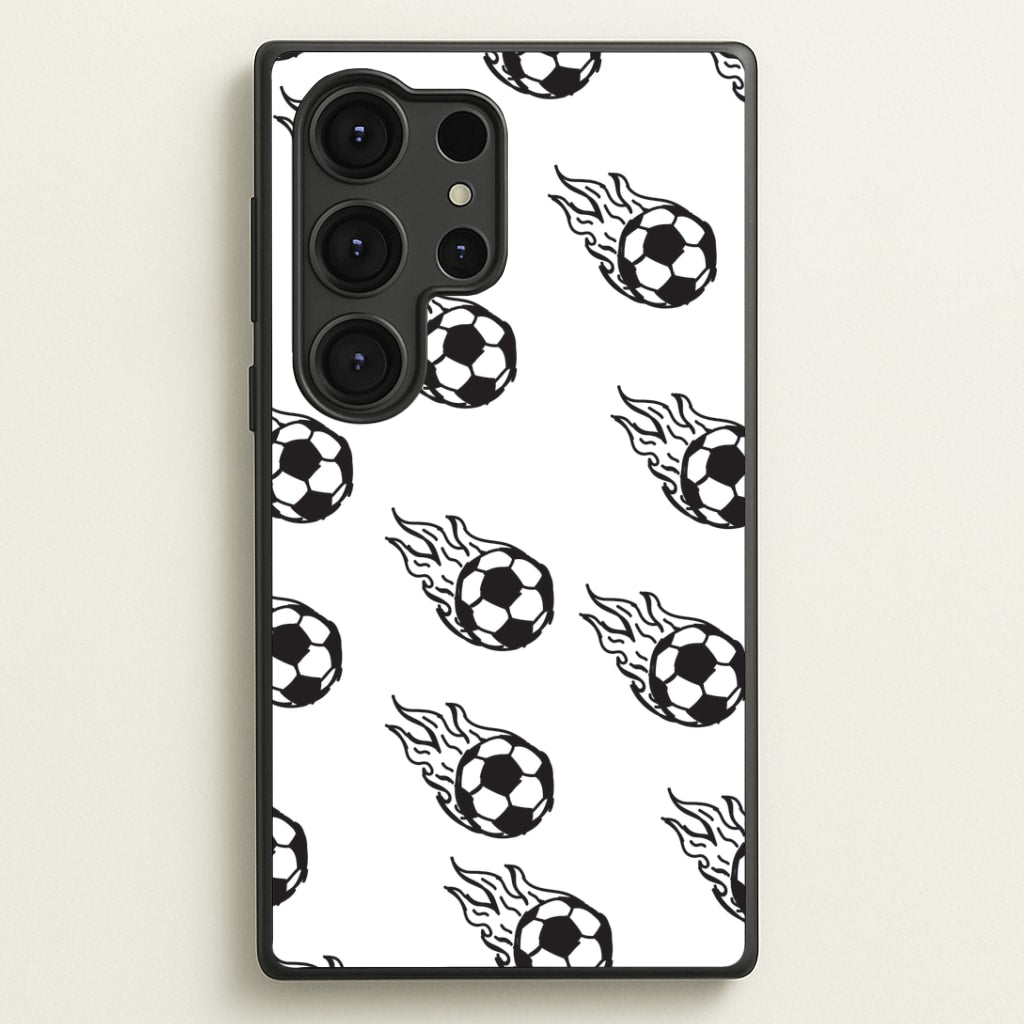 Flaming Football Pattern Phone Case - Galaxy S25 Ultra