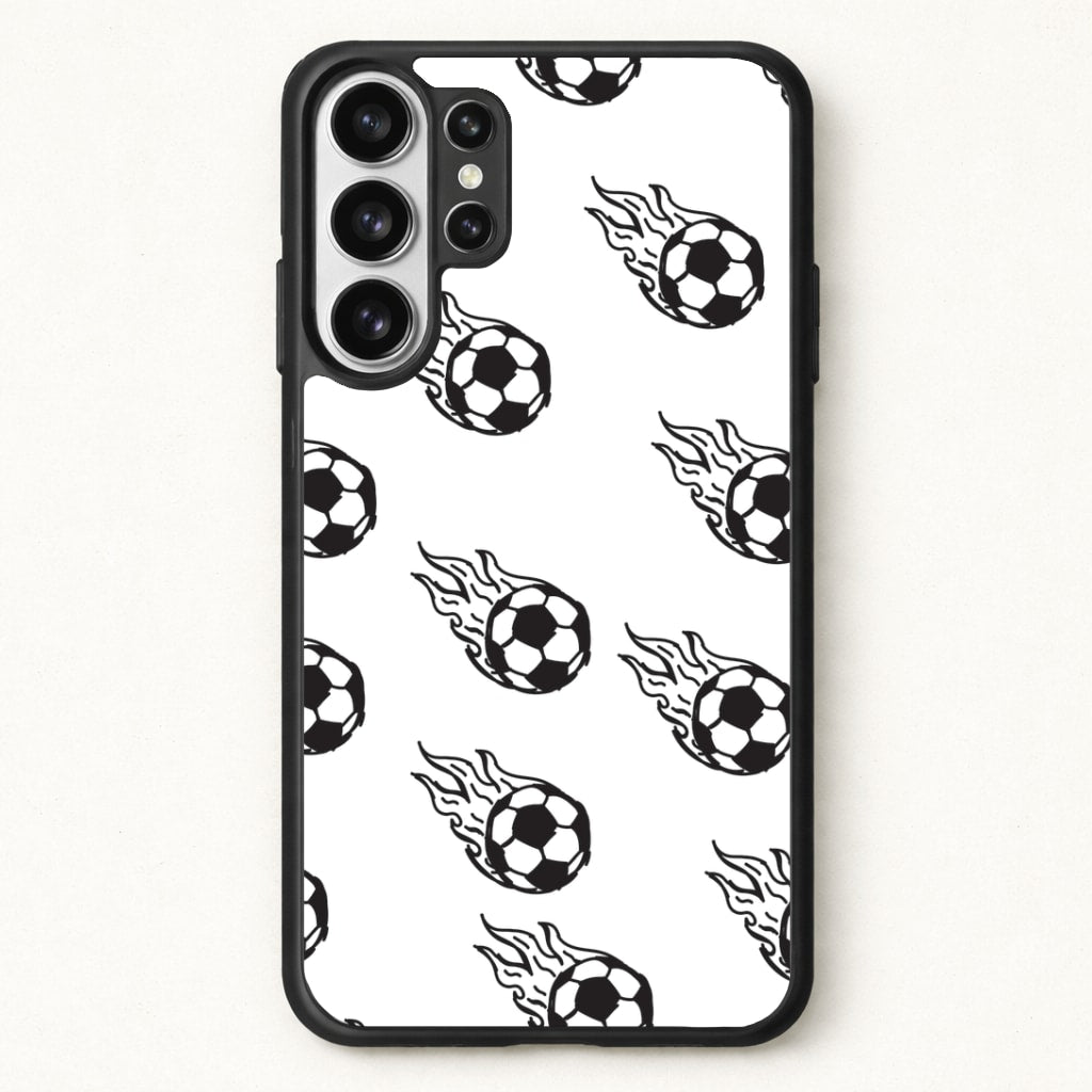 Flaming Football Pattern Phone Case - Galaxy S26 Ultra