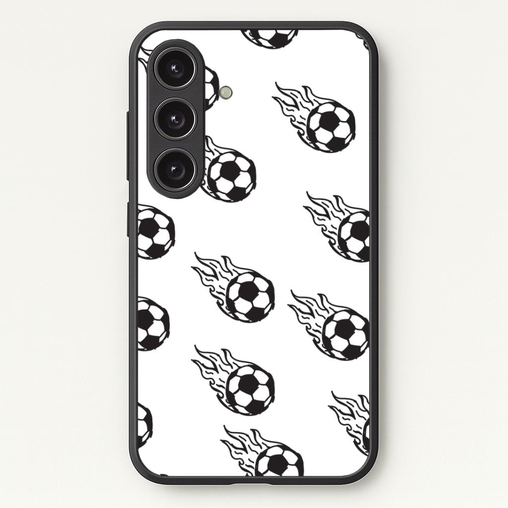 Flaming Football Pattern Phone Case - Galaxy S25