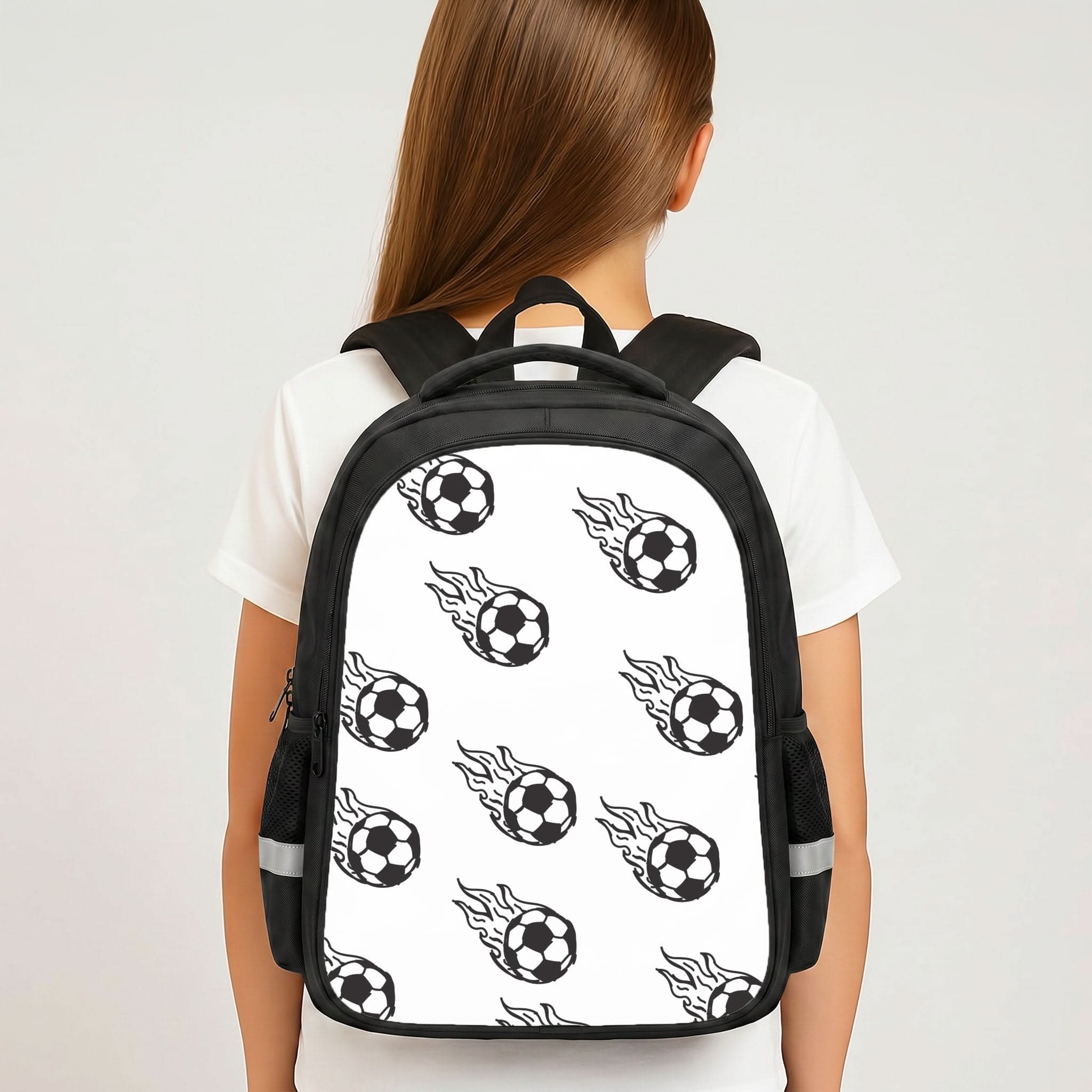 Flaming Football Pattern Backpack - Book Bag