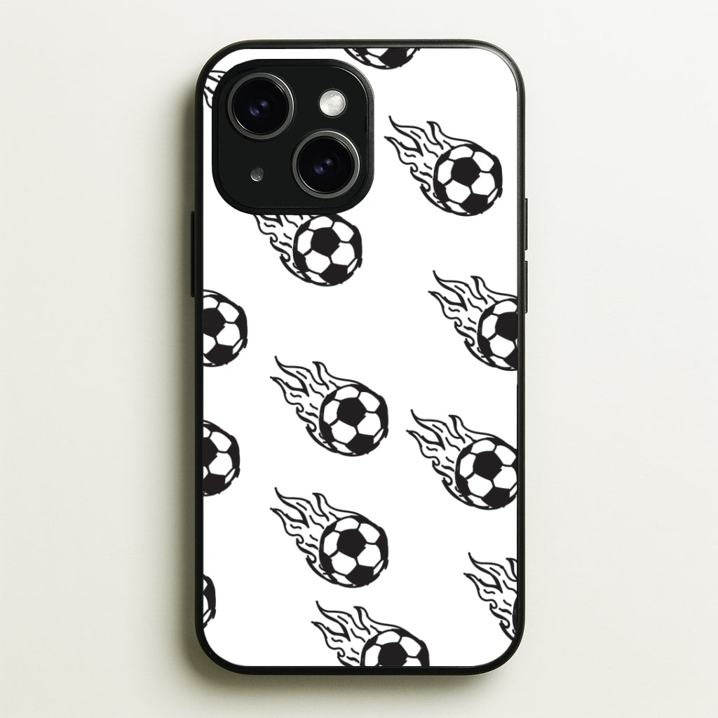 Flaming Football Pattern Phone Case - iPhone 14 Plus
