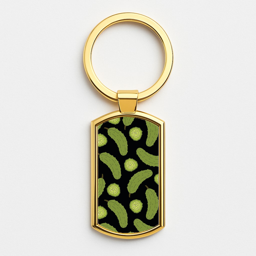 Pickle Assortment Pattern Gold Keyring
