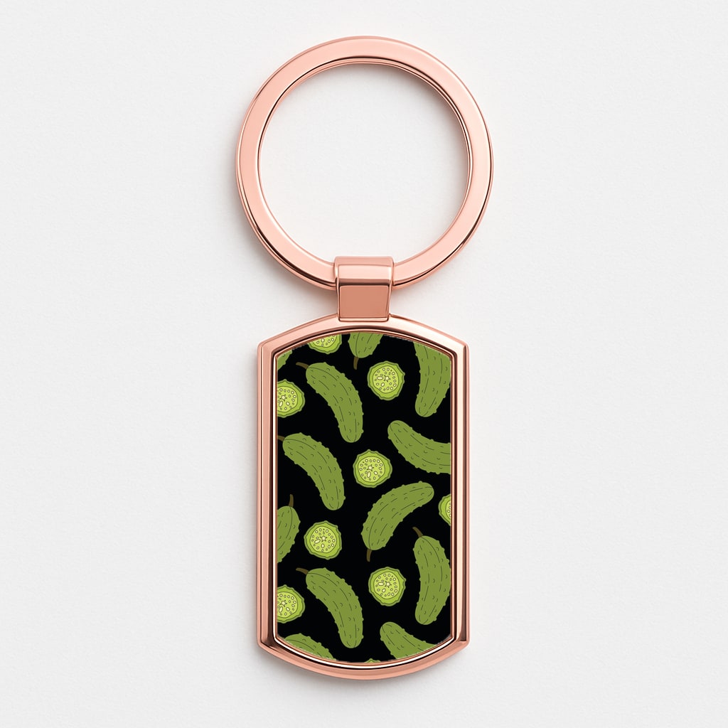 Pickle Assortment Pattern Rose Gold Keyring