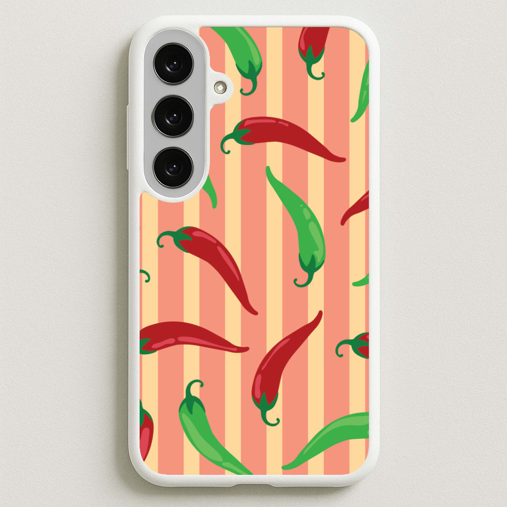 Chilis With Stripes Pattern Phone Case for Galaxy S25FE
