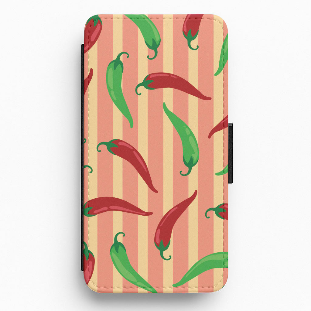 Chilis With Stripes Pattern Flip / Wallet Phone Case