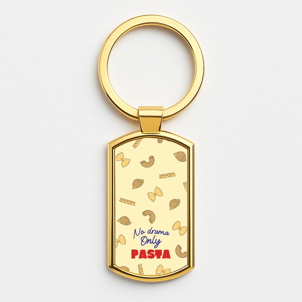 No Drama, Only Pasta Gold Keyring