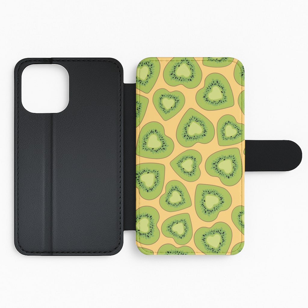 Kiwi Hearts Pattern Flip Phone Case