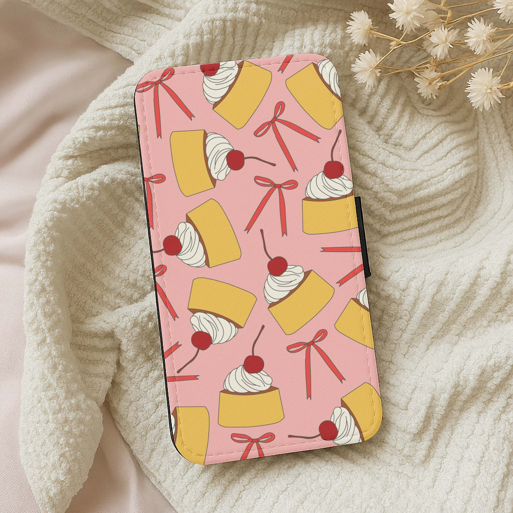 Coquette Bows And Pudding Pattern Wallet Phone Case