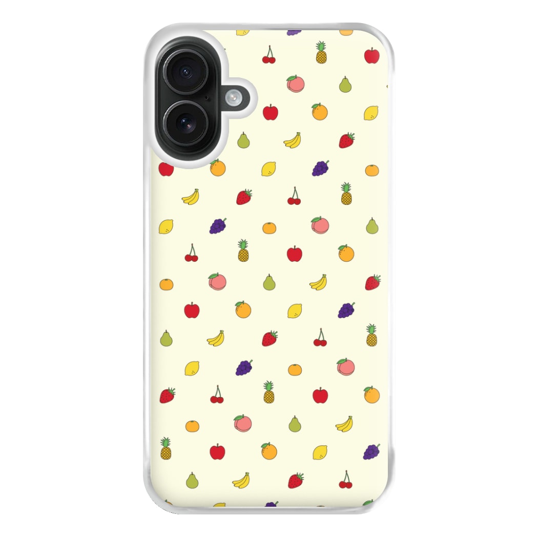 Miniature Fruits Pattern Phone Case for iPhone 16 Plus