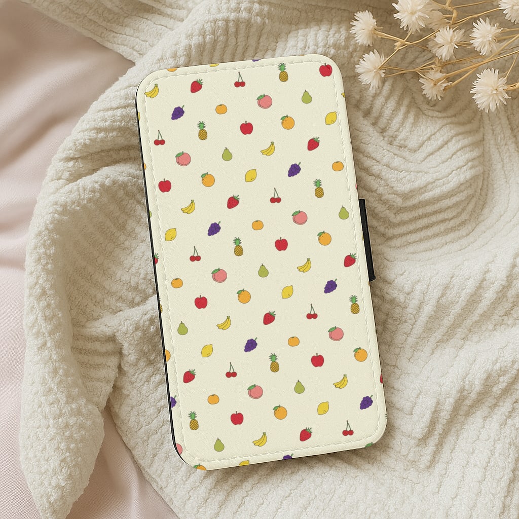 Miniature Fruits Pattern Wallet Phone Case
