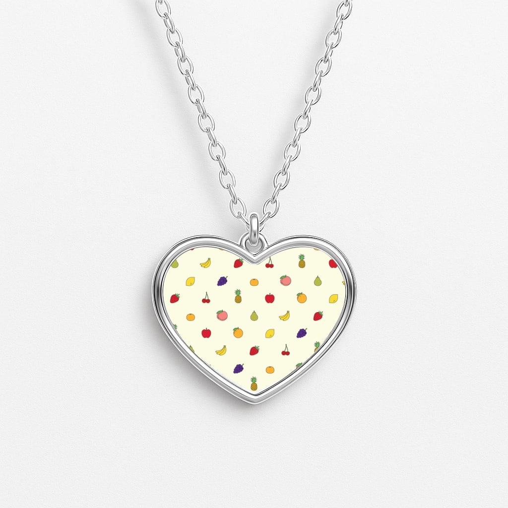 Miniature Fruits Pattern Heart Necklace