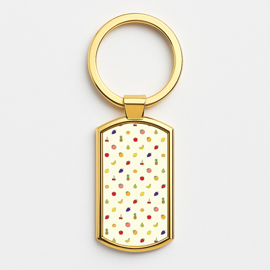 Miniature Fruits Pattern Gold Keyring