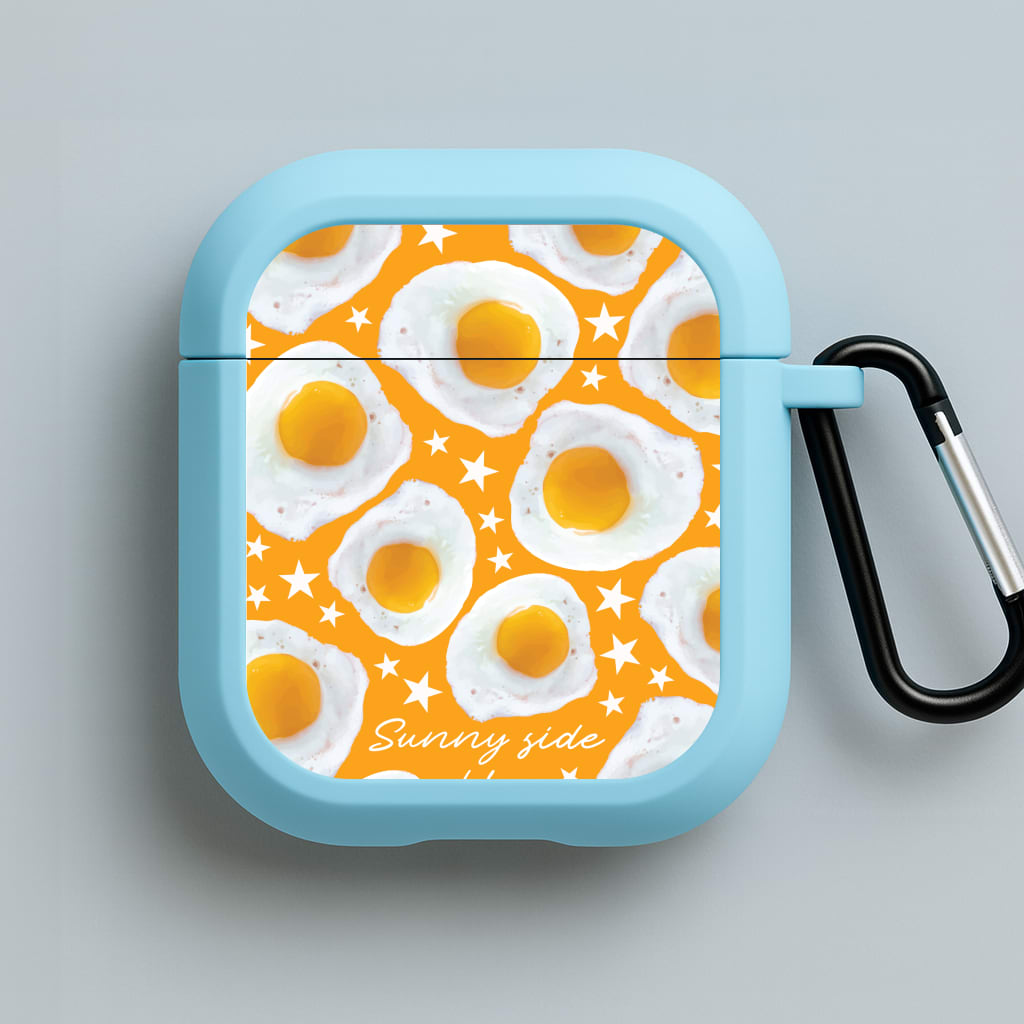 Sunny Side Up Egg Pattern Blue AirPods Case