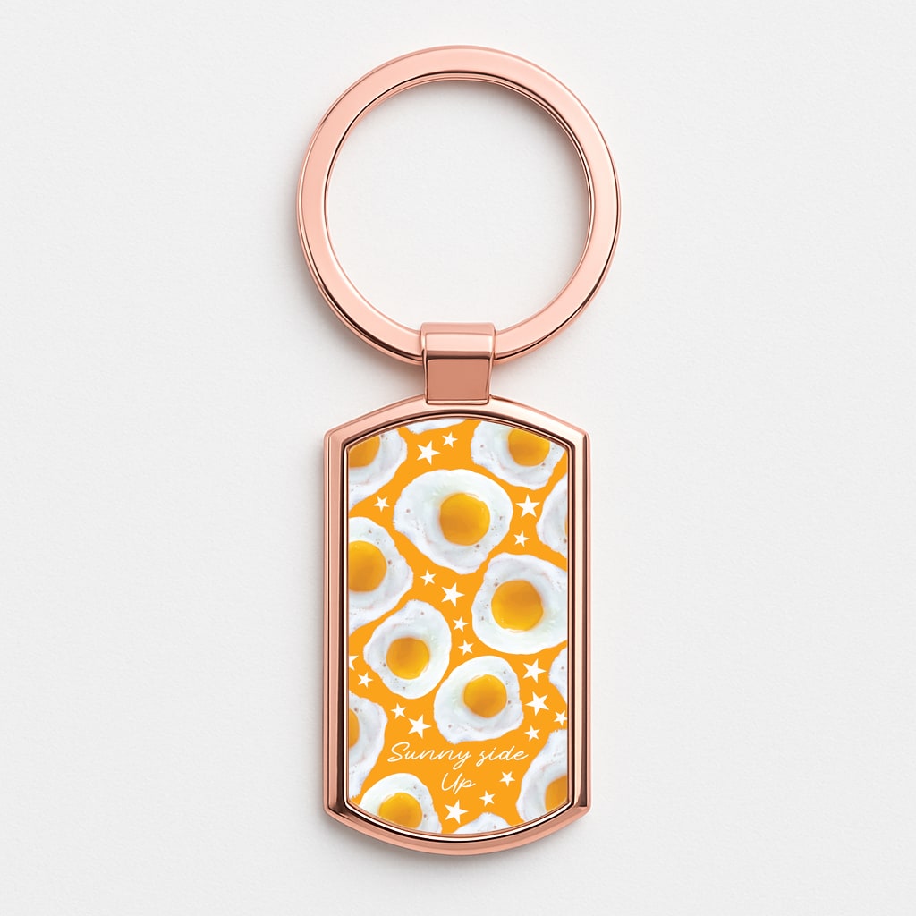 Sunny Side Up Egg Pattern Rose Gold Keyring