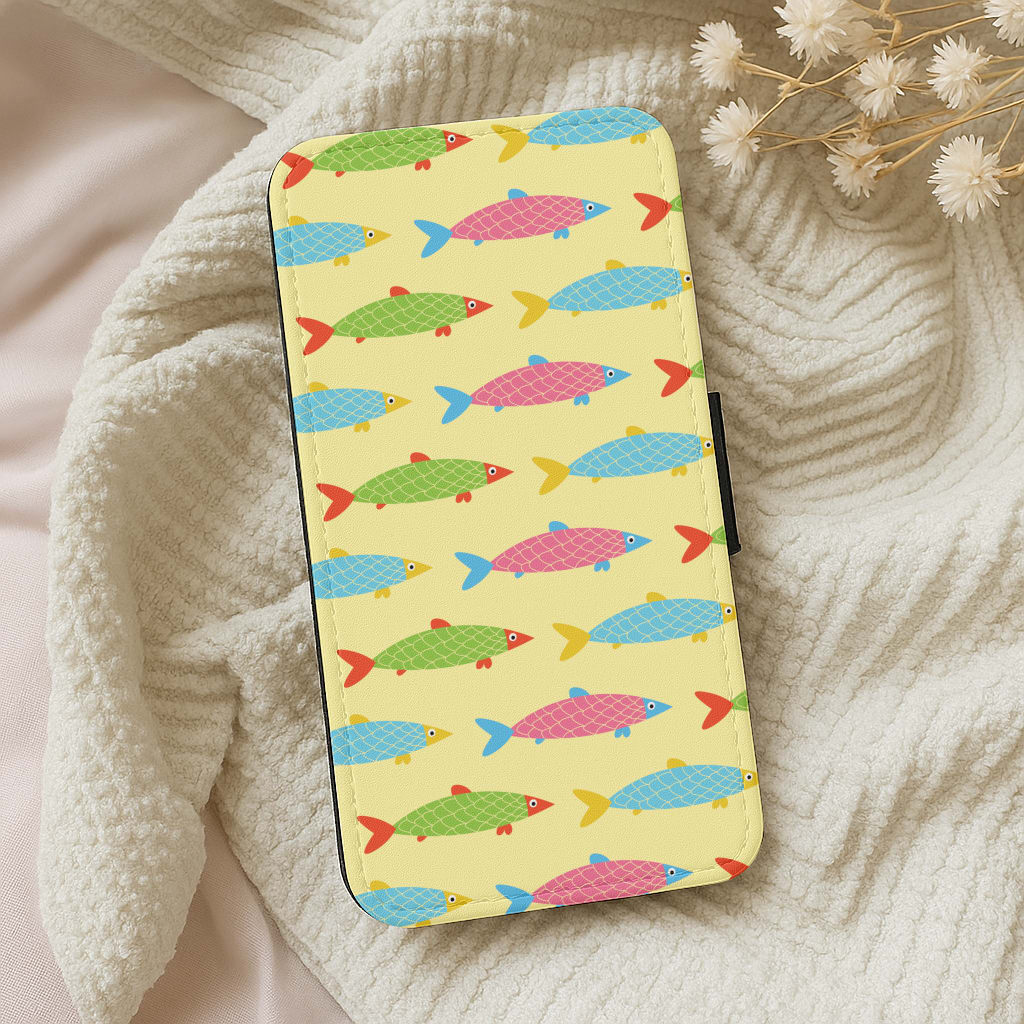 Colourful Cartoon Fish Pattern Wallet Phone Case