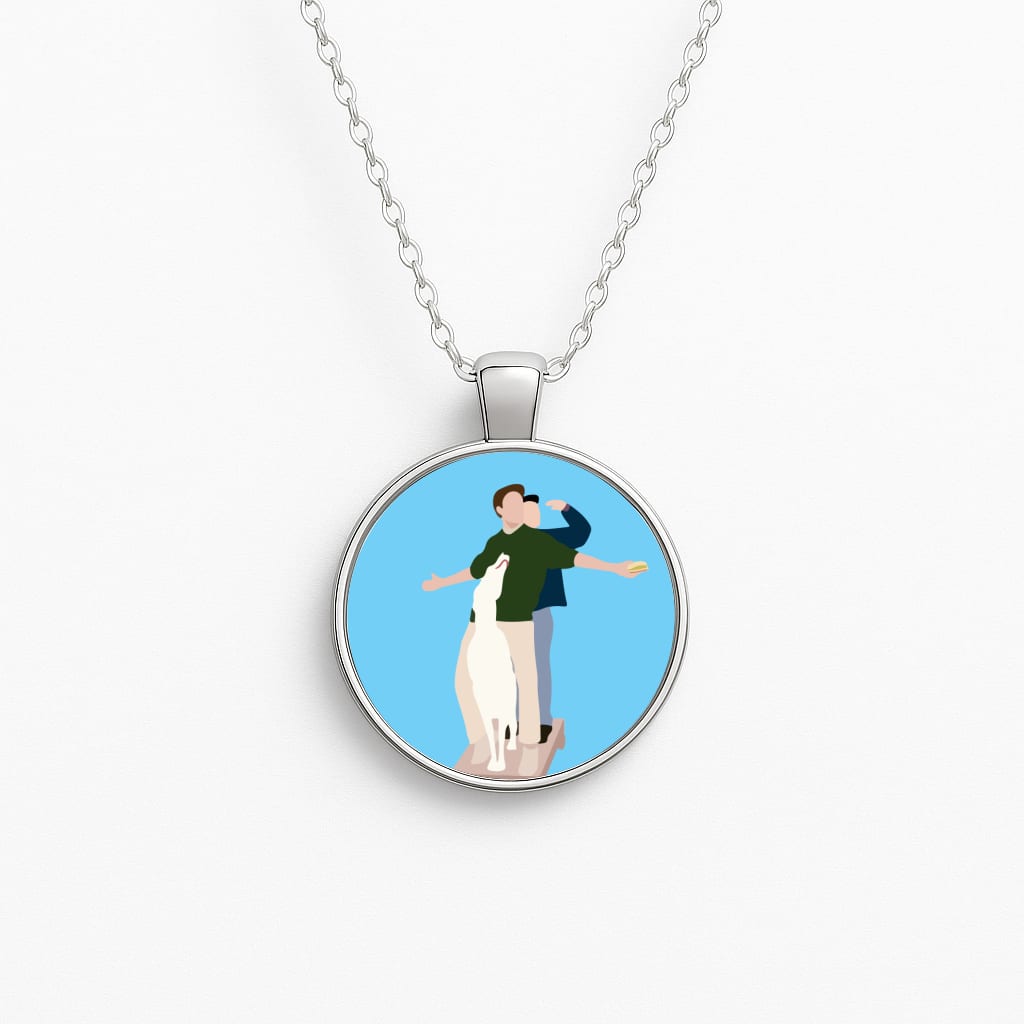 Two Men And A Dog Circle Necklace