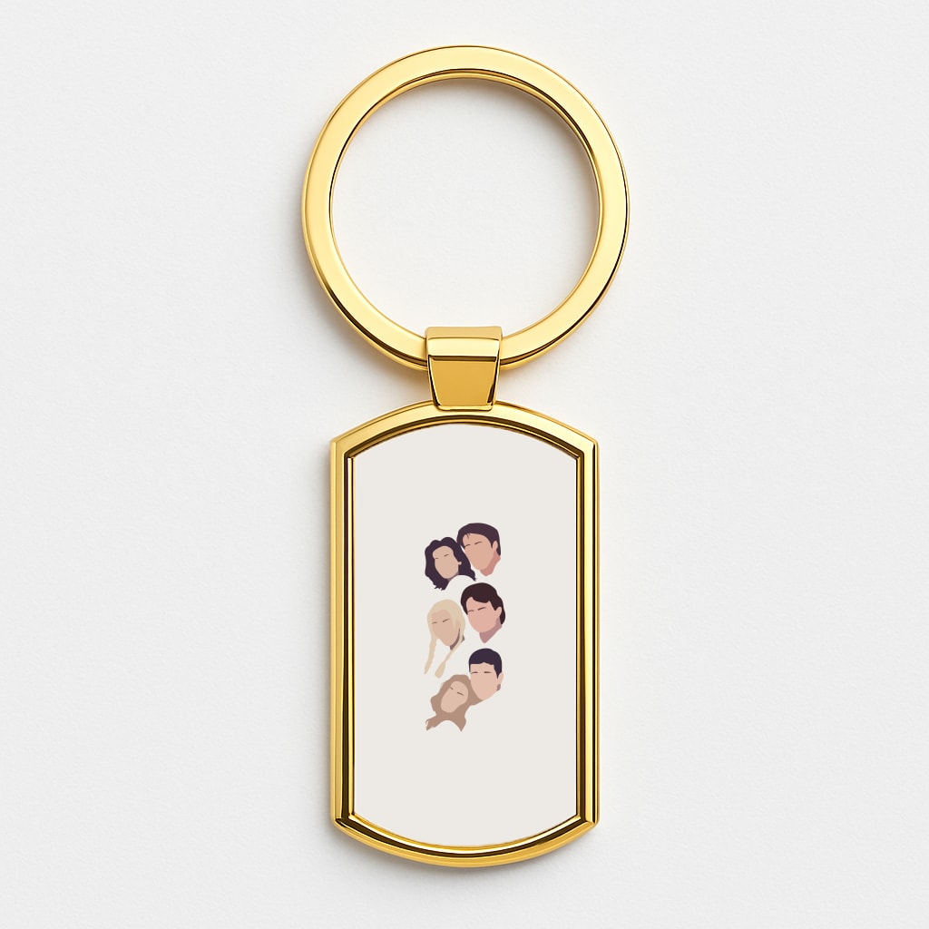 Cast Faces Gold Keyring