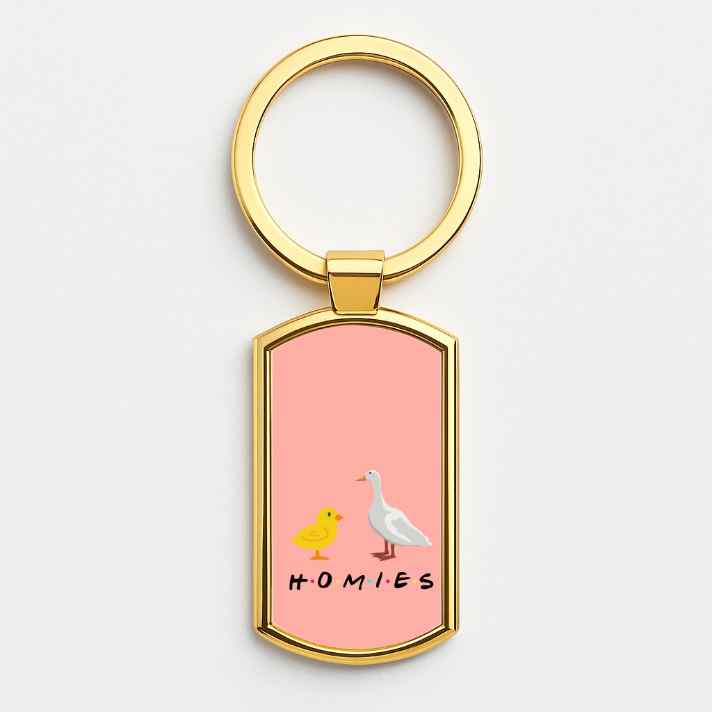 Homies Chick And Duck Gold Keyring