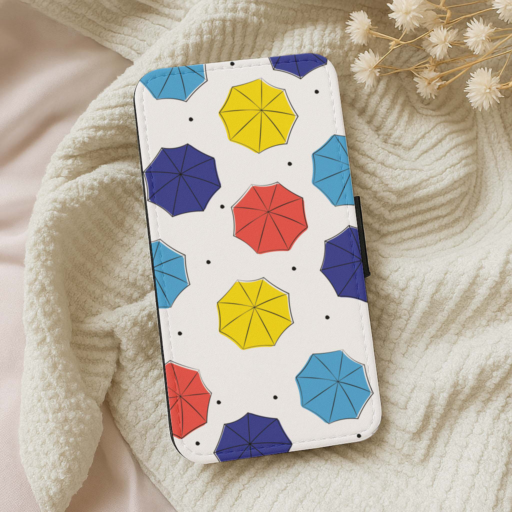 Colourful Umbrellas Pattern Wallet Phone Case