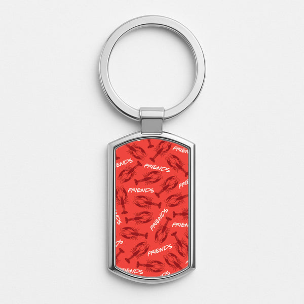 Sitcom Red Lobsters Pattern Silver Keyring