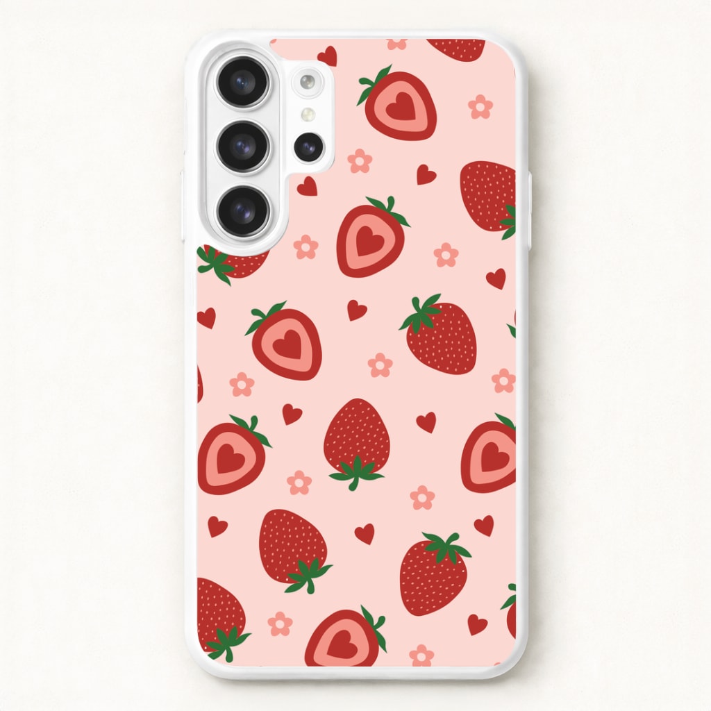 Strawberries And Hearts - Fruit Patterns Phone Case for Galaxy S26 Ultra