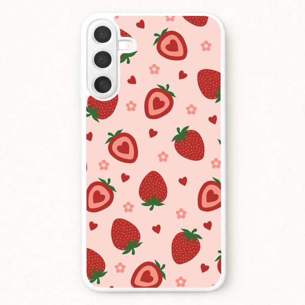 Strawberries And Hearts - Fruit Patterns Phone Case for Galaxy A57