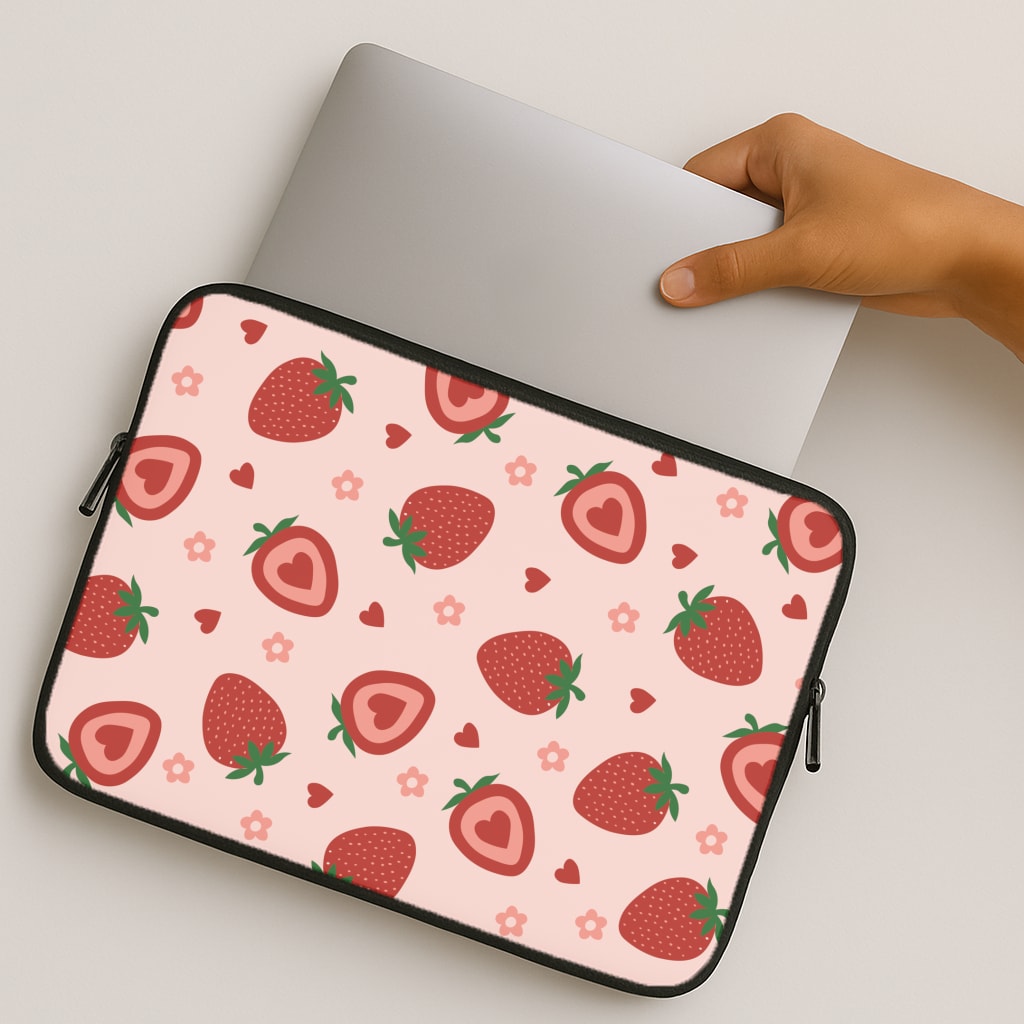 Strawberries And Hearts - Fruit Patterns MacBook Case