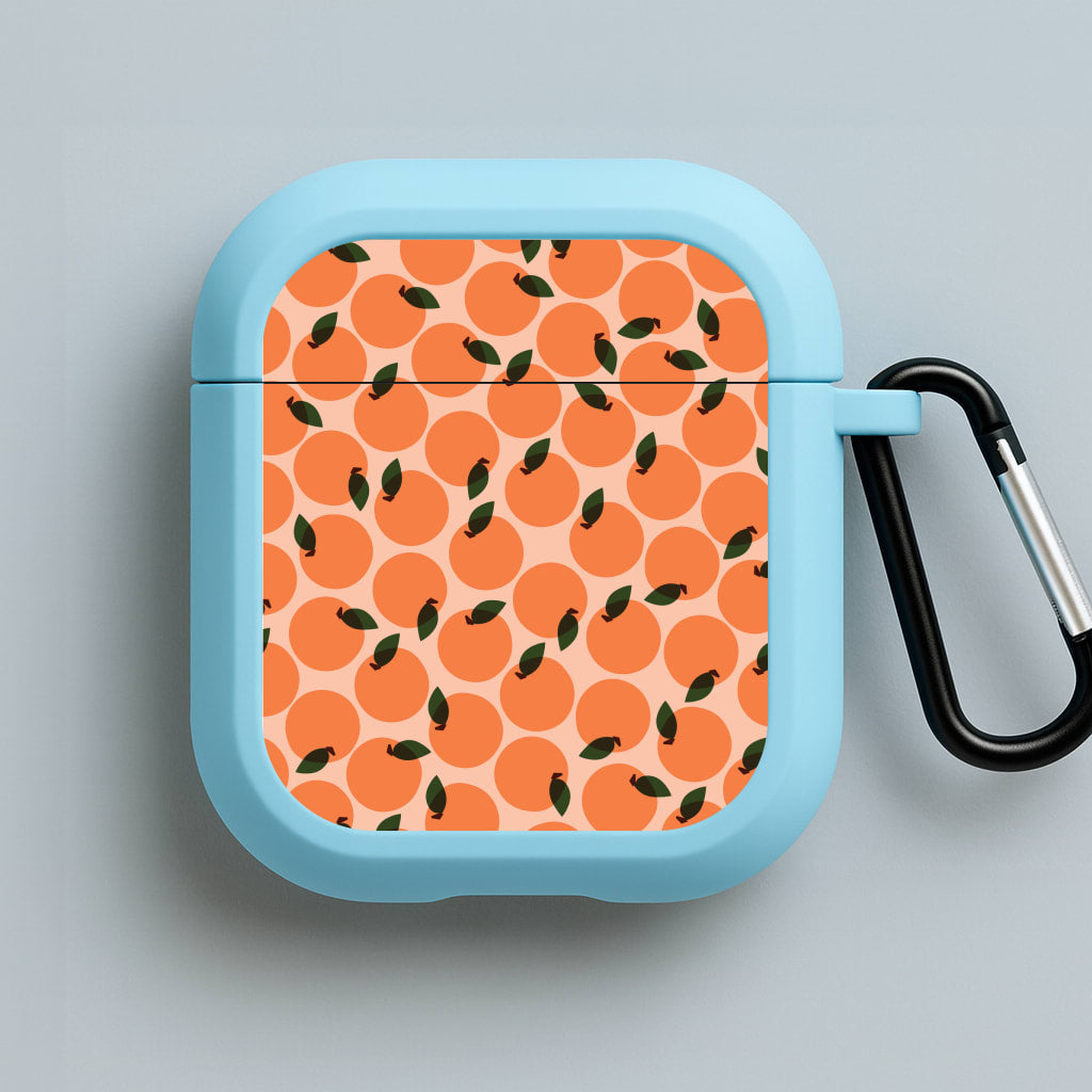 Oranges - Fruit Patterns Blue AirPods Case