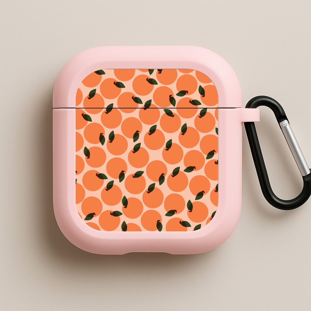 Oranges - Fruit Patterns Pink AirPods Case