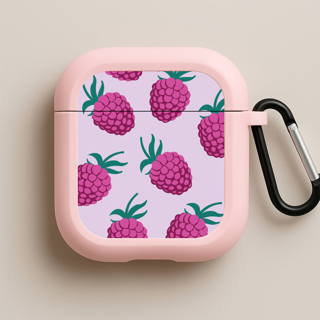 Rasberries - Fruit Patterns Pink AirPods Case