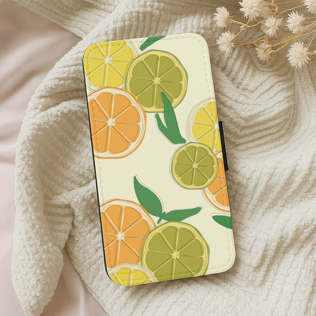 Oranges, Leomns And Limes - Fruit Patterns Wallet Phone Case
