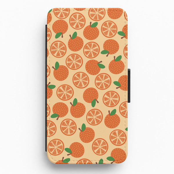 Textured Oranges Pattern Flip / Wallet Phone Case