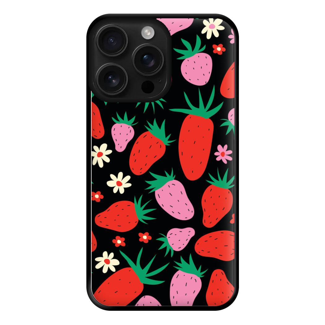 Abstract Strawberries Pattern Phone Case for iPhone 16 Pro Max
