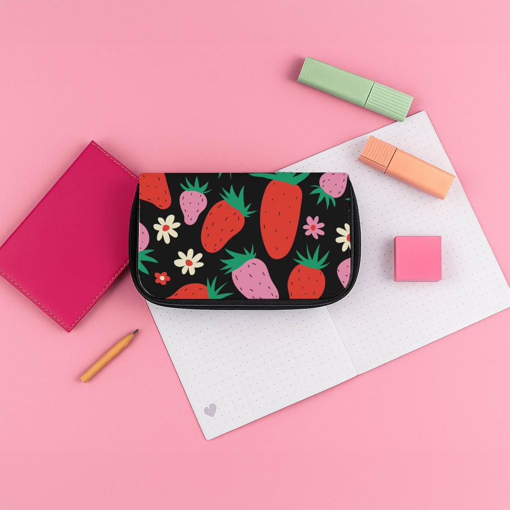 Abstract Strawberries Pattern Pencil Case