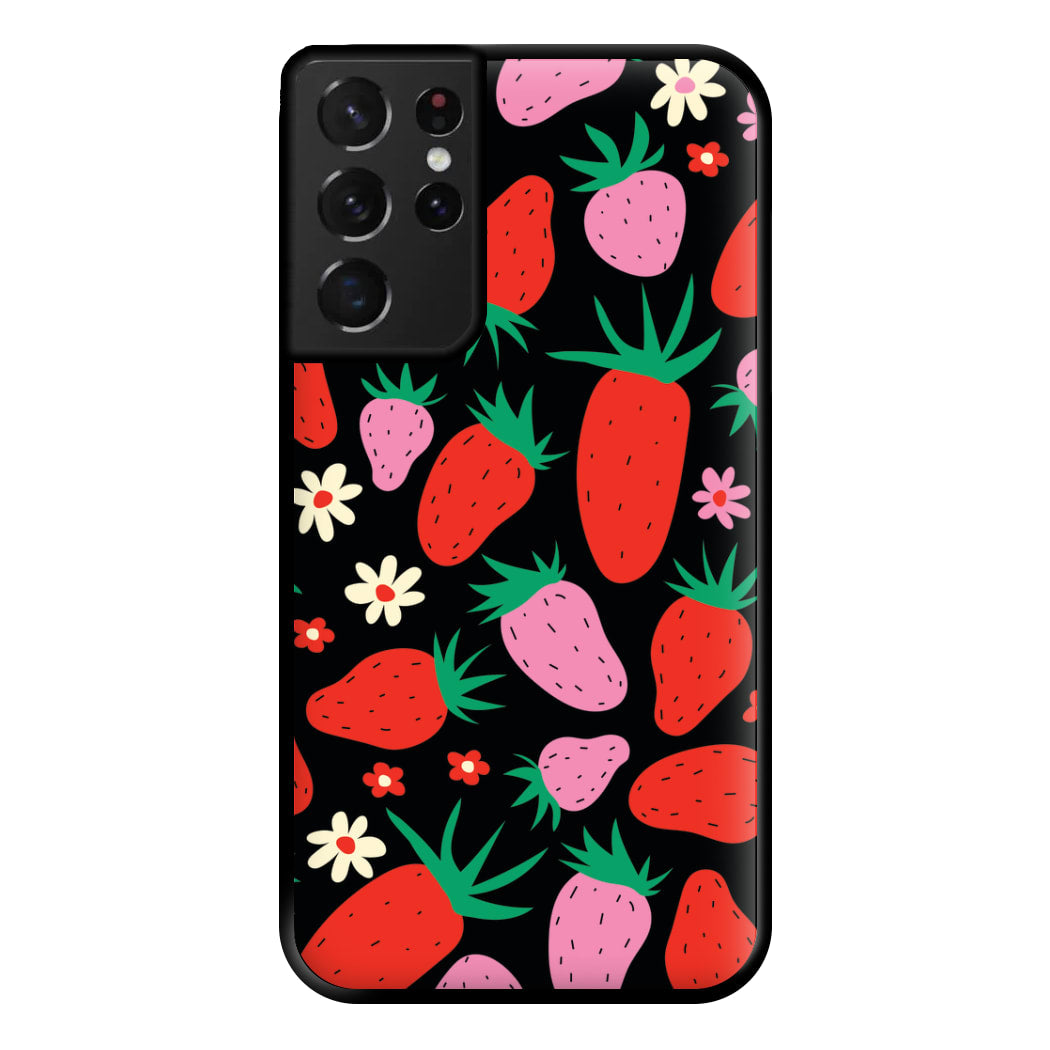 Abstract Strawberries Pattern Phone Case for Galaxy S21 Ultra