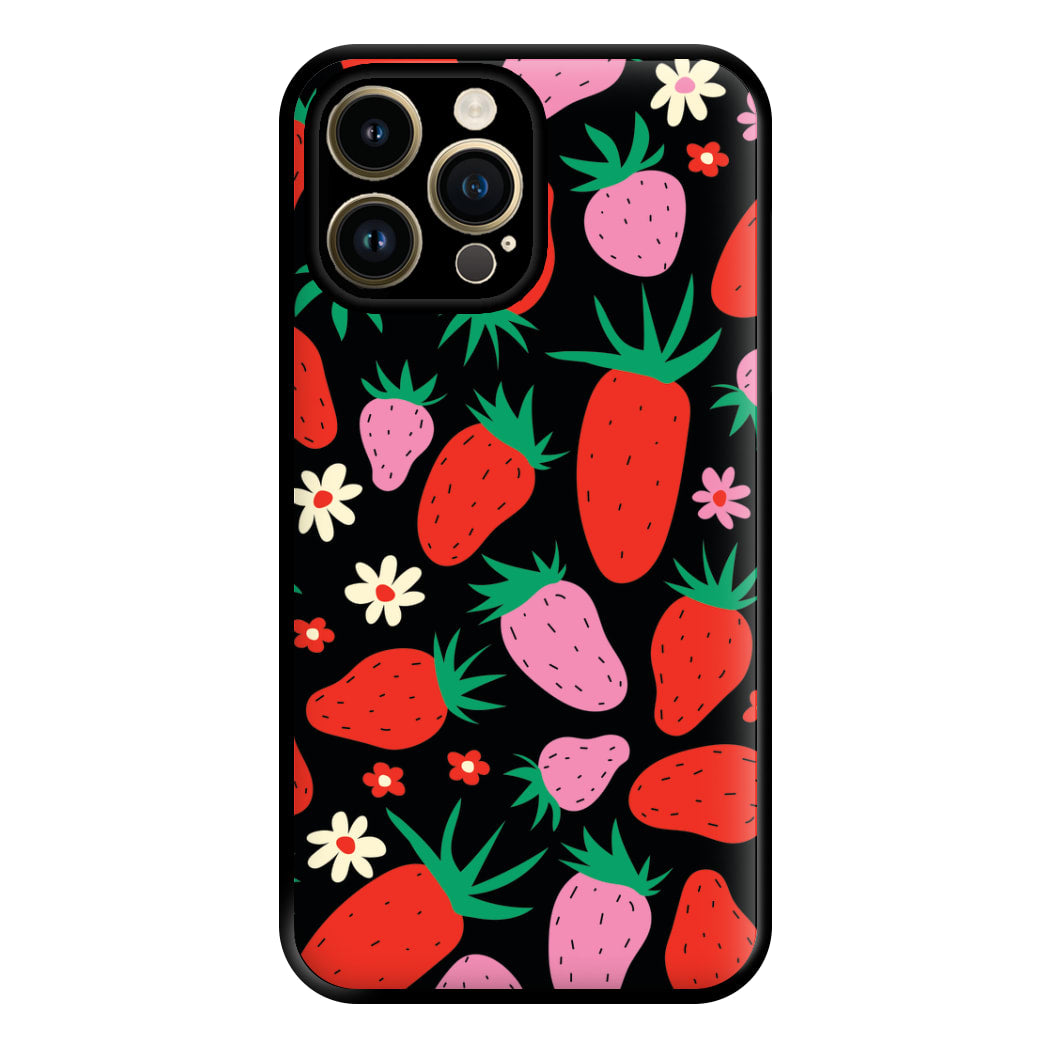 Abstract Strawberries Pattern Phone Case for iPhone 14 Pro Max