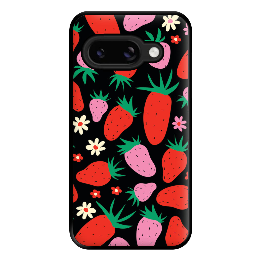 Abstract Strawberries Pattern Phone Case for Google Pixel 8a
