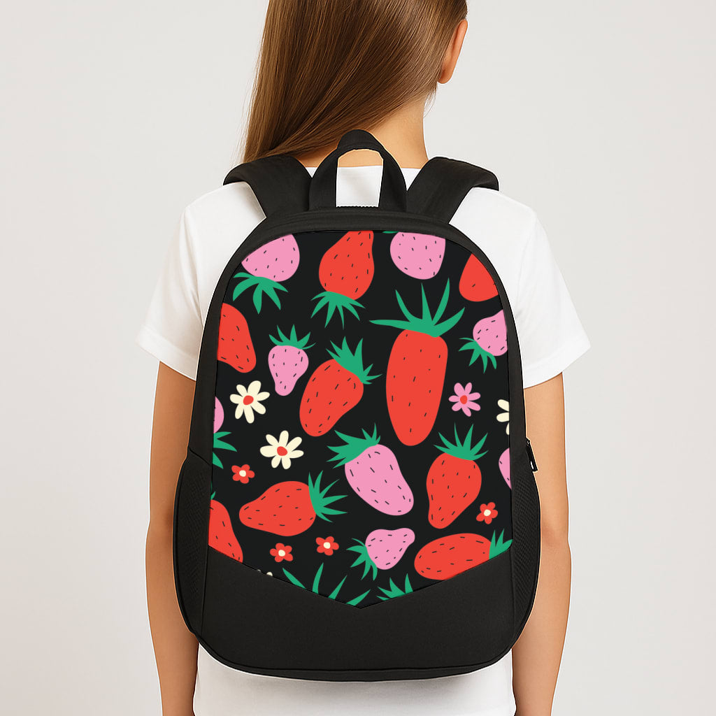 Abstract Strawberries Pattern Large School Bag