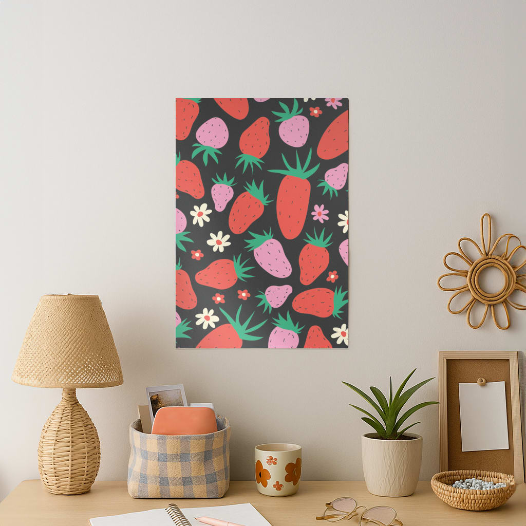 Abstract Strawberries Pattern Art Print