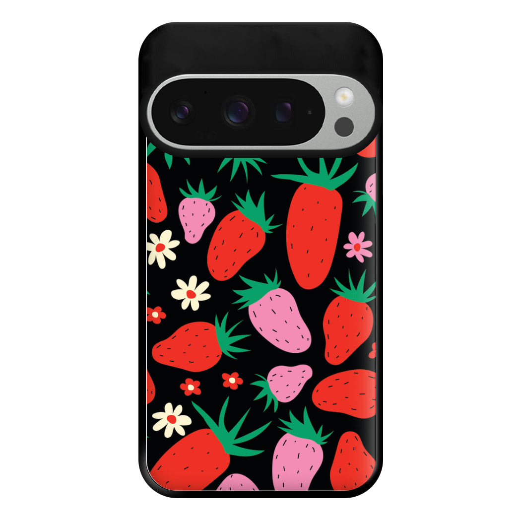 Abstract Strawberries Pattern Phone Case for Google Pixel 9 Pro XL
