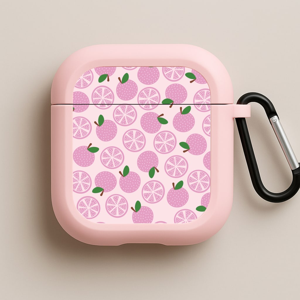 Textured Grapefruit Pattern Pink AirPods Case