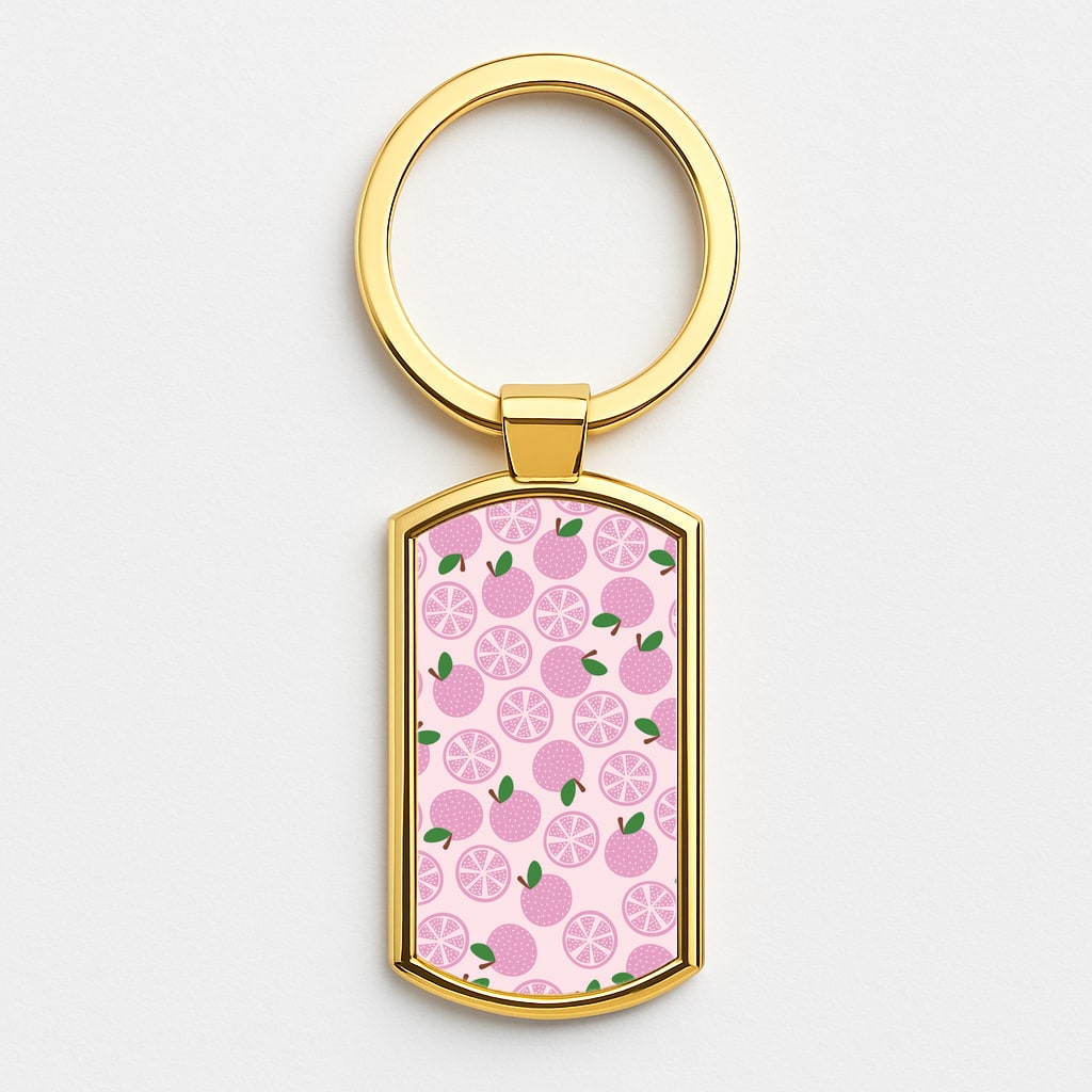 Textured Grapefruit Pattern Gold Keyring