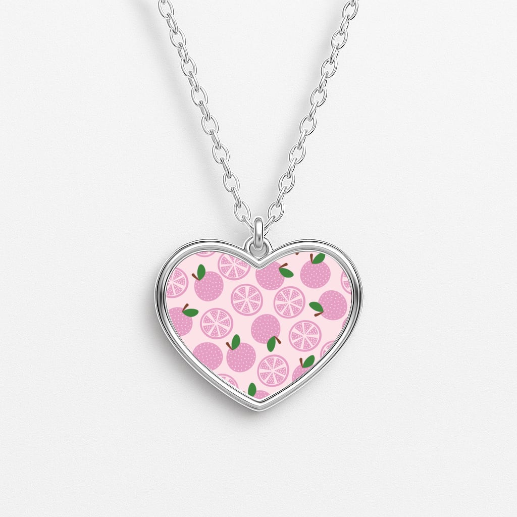 Textured Grapefruit Pattern Heart Necklace
