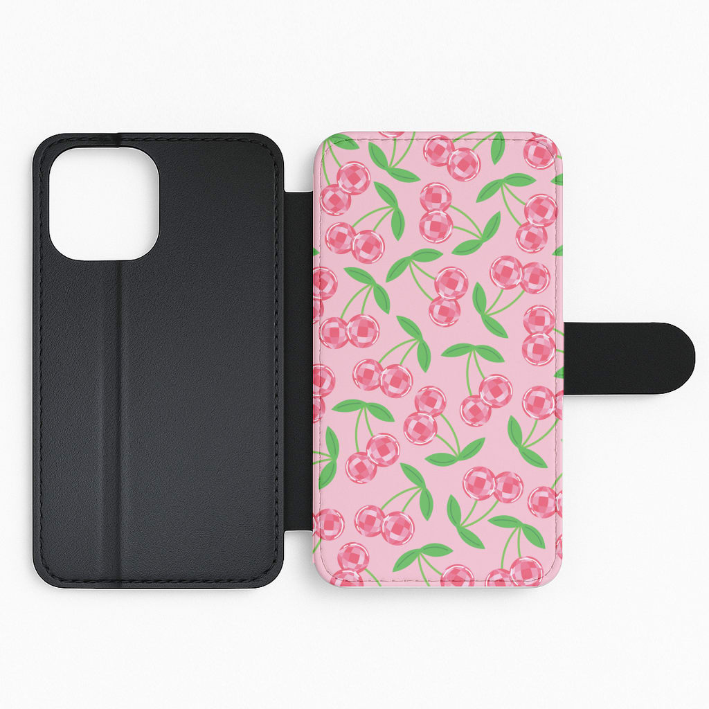 Disco Cherries Pattern Flip Phone Case