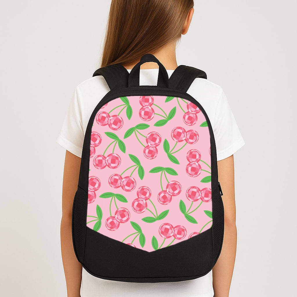 Disco Cherries Pattern Large School Bag