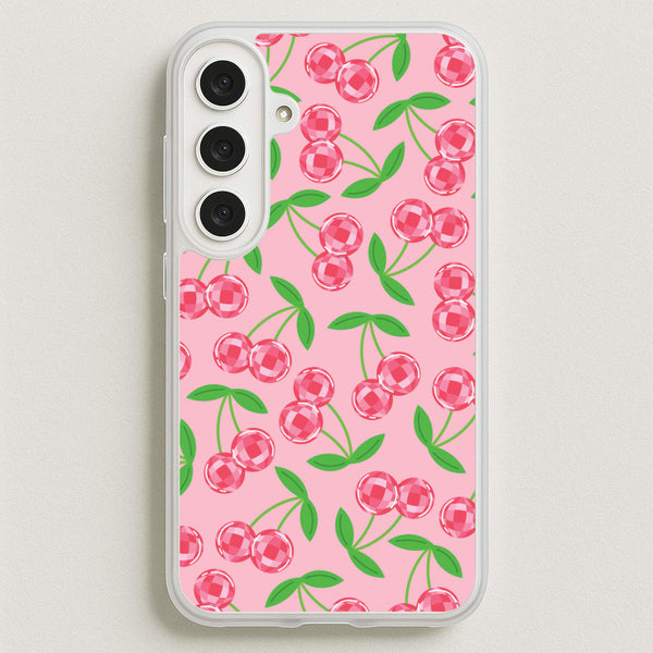 Disco Cherries Pattern Phone Case for Galaxy S25FE