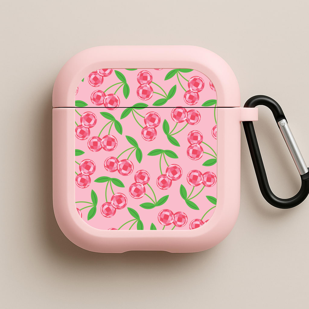 Disco Cherries Pattern Pink AirPods Case
