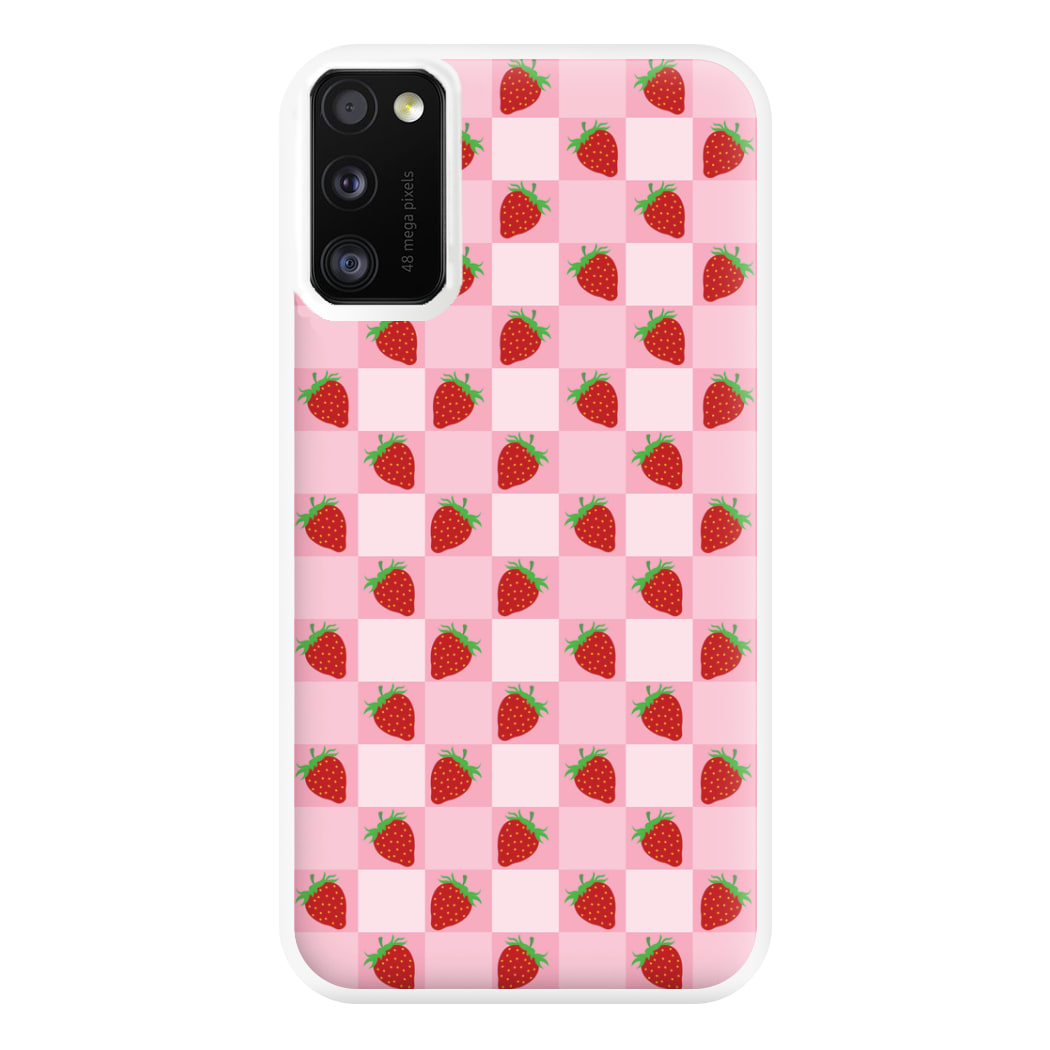 Checkered Strawberries Pattern Phone Case for Galaxy A41