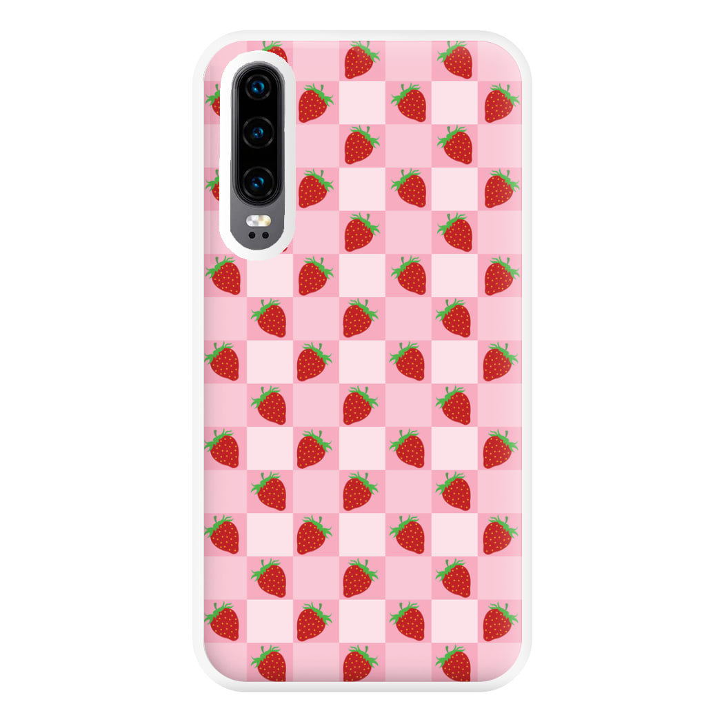 Checkered Strawberries Pattern Phone Case for Huawei P30