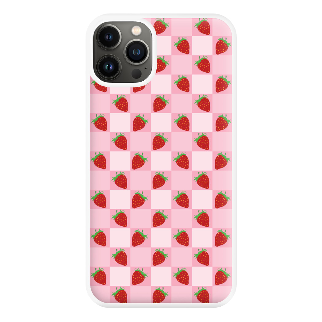 Checkered Strawberries Pattern Phone Case for iPhone 13